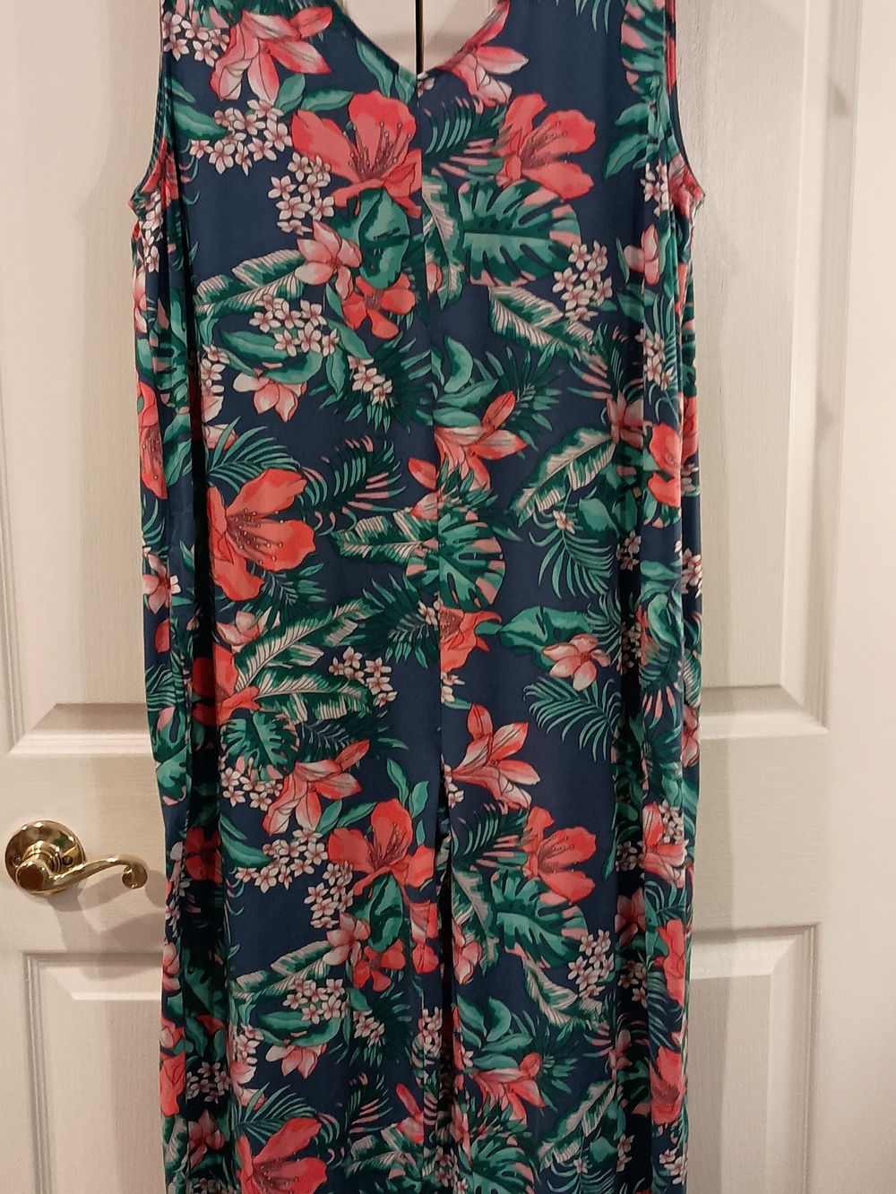 Midnight by Carole Hochman Navy Floral V-Neck Wide-Leg Jumpsuit